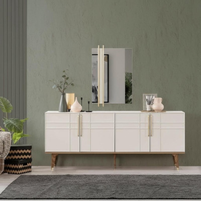 Sideboard Set with Mirror Dressers Dining Room Wood White