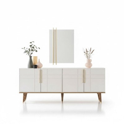 Sideboard Set with Mirror Dressers Dining Room Wood White