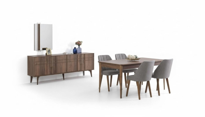Dining group set dining room dining table set 9-piece dining room brown wood