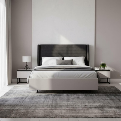 Complete bedroom furniture double bed wood 3-piece design white bed set