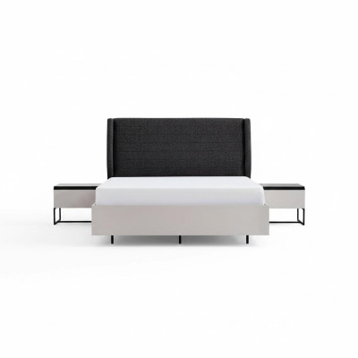 Complete bedroom furniture double bed wood 3-piece design white bed set