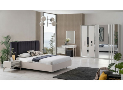 Large bedroom set double bed bed wood set 7-piece white modern