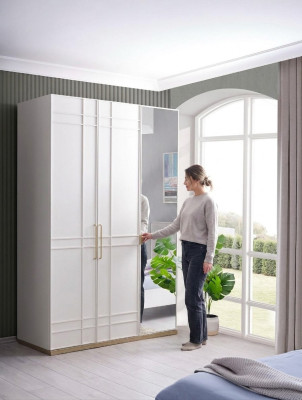 Wardrobe Cabinets Wooden Cabinet Wood White Mirror Children's Room