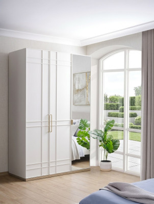 Wardrobe Cabinets Wooden Cabinet Wood White Mirror Children's Room