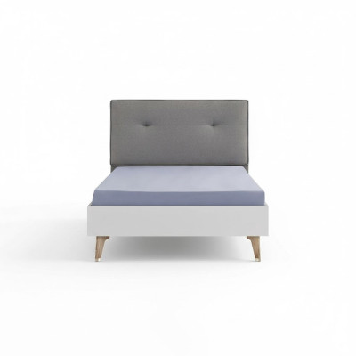 Children's bed 100 cm youth bed wood gray children's room fabric modern