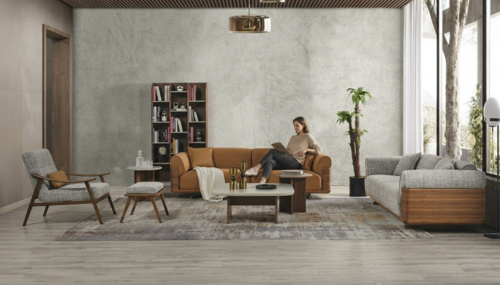 Upholstered sofa set complete brown fabric fabric sofa