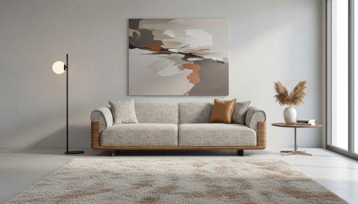 Three-seater sofa 3-seater upholstered sofa gray fabric polyester couch modern