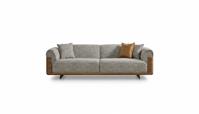 Three-seater sofa 3-seater upholstered sofa gray fabric polyester couch modern