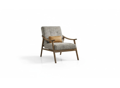 Armchair Wingback Chair Upholstered Polyester Gray Fabric Modern Living Room