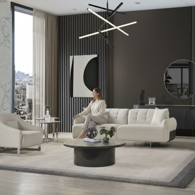 Luxury Couches Upholstered Sofa White Complete Three-Seater Armchair 2-Piece Sofas