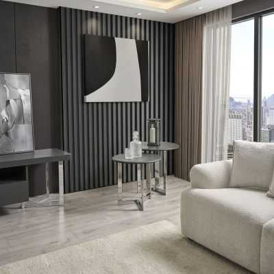 Group side table coffee table living room stainless steel silver set