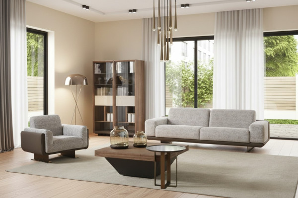 Three-seater armchair upholstered sofa gray group sofa design