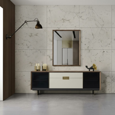 Sideboard with mirror dresser wood multicolored dining room set