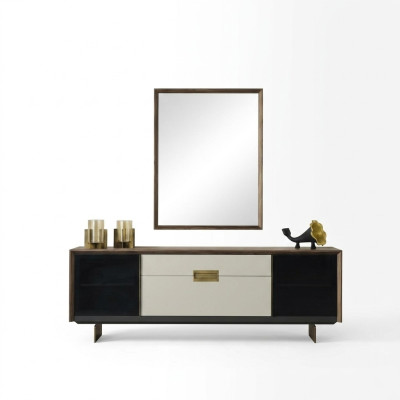 Sideboard with mirror dresser wood multicolored dining room set