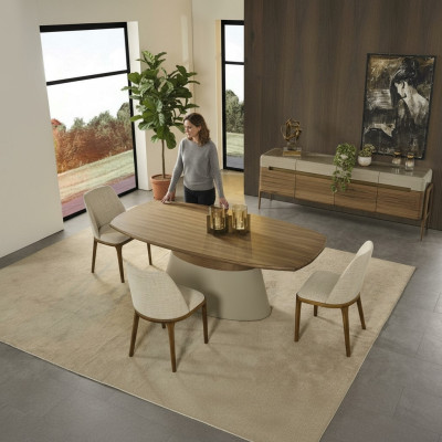 Complete dining area dining group dining table set 8-piece dining room brown wood new