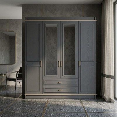 Wardrobe children's wardrobe closet wood mirror gray wooden wardrobe