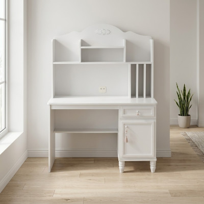 Modern desk shelves computer desk wood white children's room table