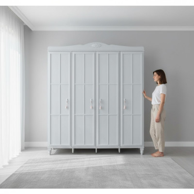 Large wardrobe children's wardrobe cabinet wood white wooden cabinet modern