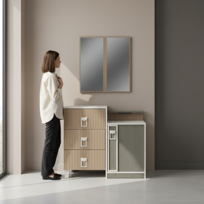 Bedroom dresser set with mirror wood brown set console table