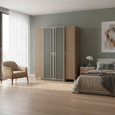 Wardrobe Children's Wardrobe Cabinet Wood Gray Wooden Cabinet Large Modern