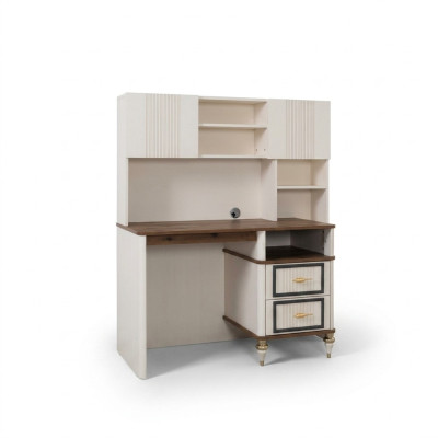 Desk office table computer table beige office furniture wooden table shelves