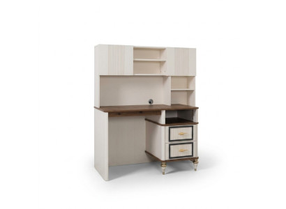 Desk office table computer table beige office furniture wooden table shelves