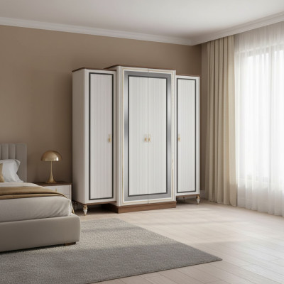 Bedroom wardrobe, clothes wardrobe, children's wardrobe, wooden wardrobe, beige.