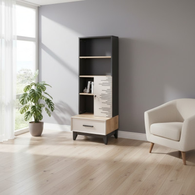 Bookshelf Cabinet Children's Room Shelf Wood Wooden Cabinet Gray Office