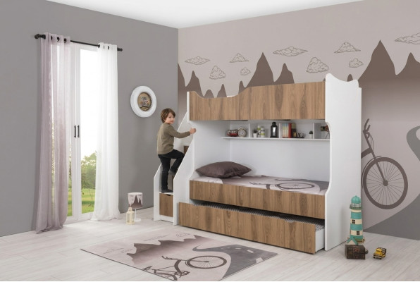 Children's bed bunk bed child furniture white set modern children