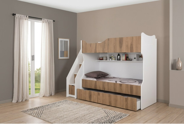 Children's bed bunk bed child furniture white set modern children