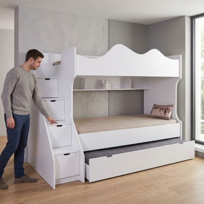 White bunk bed children's bed children's furniture set modern children