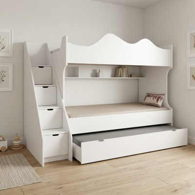 White bunk bed children's bed children's furniture set modern children