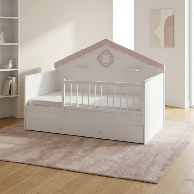 Children's playpen crib white wood bed modern