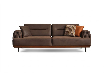 Upholstered Sofa Three-Seater Sofa 3 Seat Couch Brown Fabric Sofa Fabric Modern