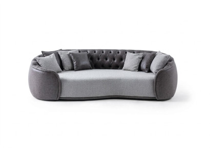 Timeless Elegance Chesterfield Three-Seater Sofa 3-Seater Gray Fabric Sofa Fabric Upholstered Sofa
