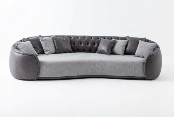 Four-seater Chesterfield sofa, 4-seater, gray fabric sofa, fabric upholstered sofa