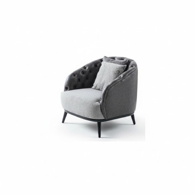 Designer Armchair Single-Seater 1-Seater Fabric Armchair Gray Design Chesterfield