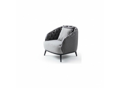 Designer Armchair Single-Seater 1-Seater Fabric Armchair Gray Design Chesterfield