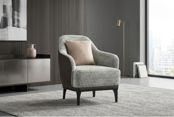 Wing chair armchair single-seater 1-seater fabric armchair gray design modern