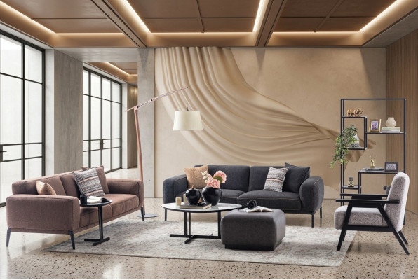 Couch set three-seater armchair sofa fabric 4-piece fabric sofa multicolored 3+3+1+1
