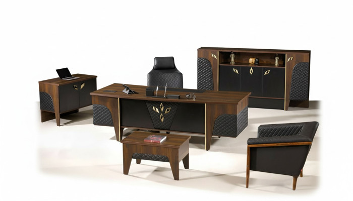 Office furniture complete office desk office office table set 4-piece wood brown