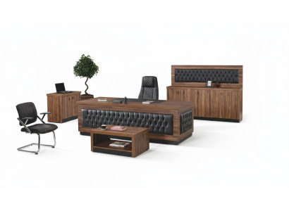 Luxury Office Furniture Complete Office Desk Office Set 4-piece Wood Brown