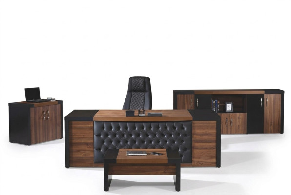 Office desk office furniture complete office desk set 4-piece wood brown office