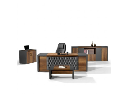 Complete Office Office Furniture Desk Office Office Table Set 4-piece Wood Brown