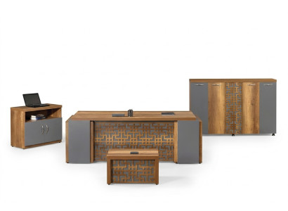 Office desk office furniture complete office desk set 4-piece wood brown office