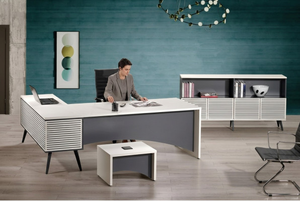 Work desk corner office desk complete office set 3-piece wood office furniture white