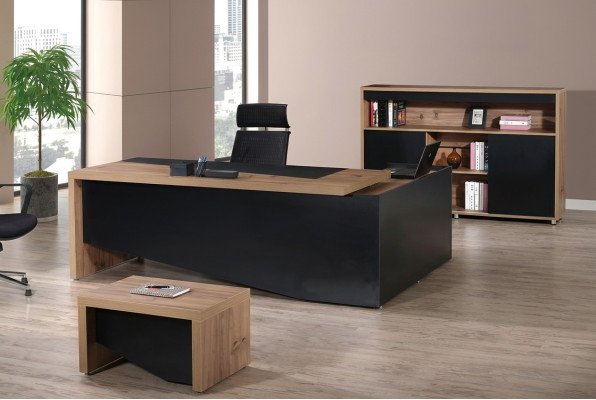 Office Furniture Complete Office Corner Office Desk Office Desk 3-piece Wood Black