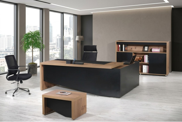 Home office furniture complete corner desk 3-piece wood black office furniture