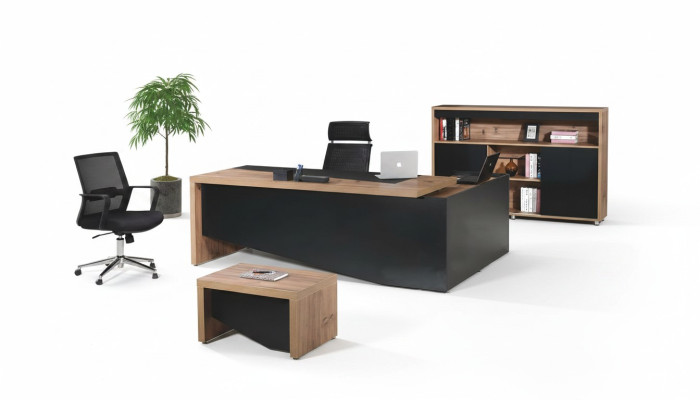 Home office furniture complete corner desk 3-piece wood black office furniture