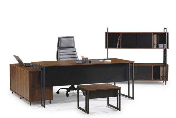 Office furniture complete office corner office desk office desk 3-piece wood brown